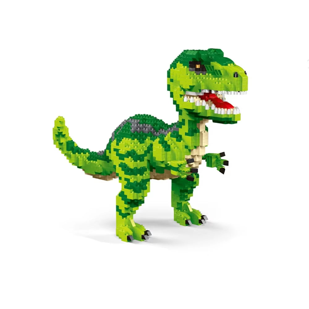 Deluxe Micro Mini Building Block Sets Dinosaur Tyrannosaurus Rex Velociraptor Models Desktop Decor Adult Puzzle Toys