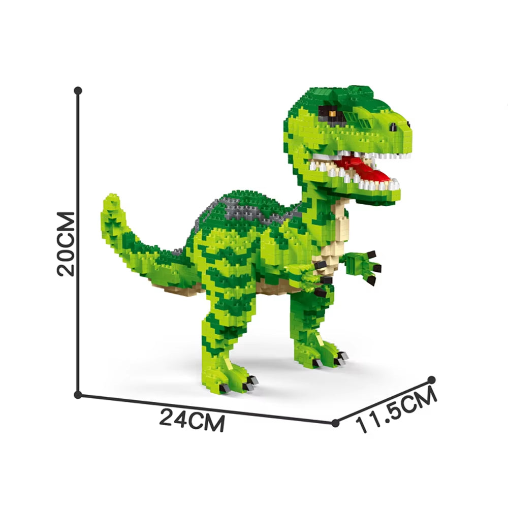 Deluxe Micro Mini Building Block Sets Dinosaur Tyrannosaurus Rex Velociraptor Models Desktop Decor Adult Puzzle Toys