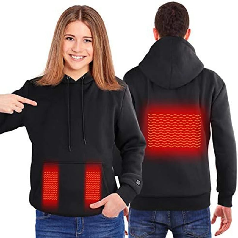 Women Outdoor Electric USB Heating Sweaters Hoodies Men Winter Warm Heated Clothes Charging Heat Jacket Sportswear