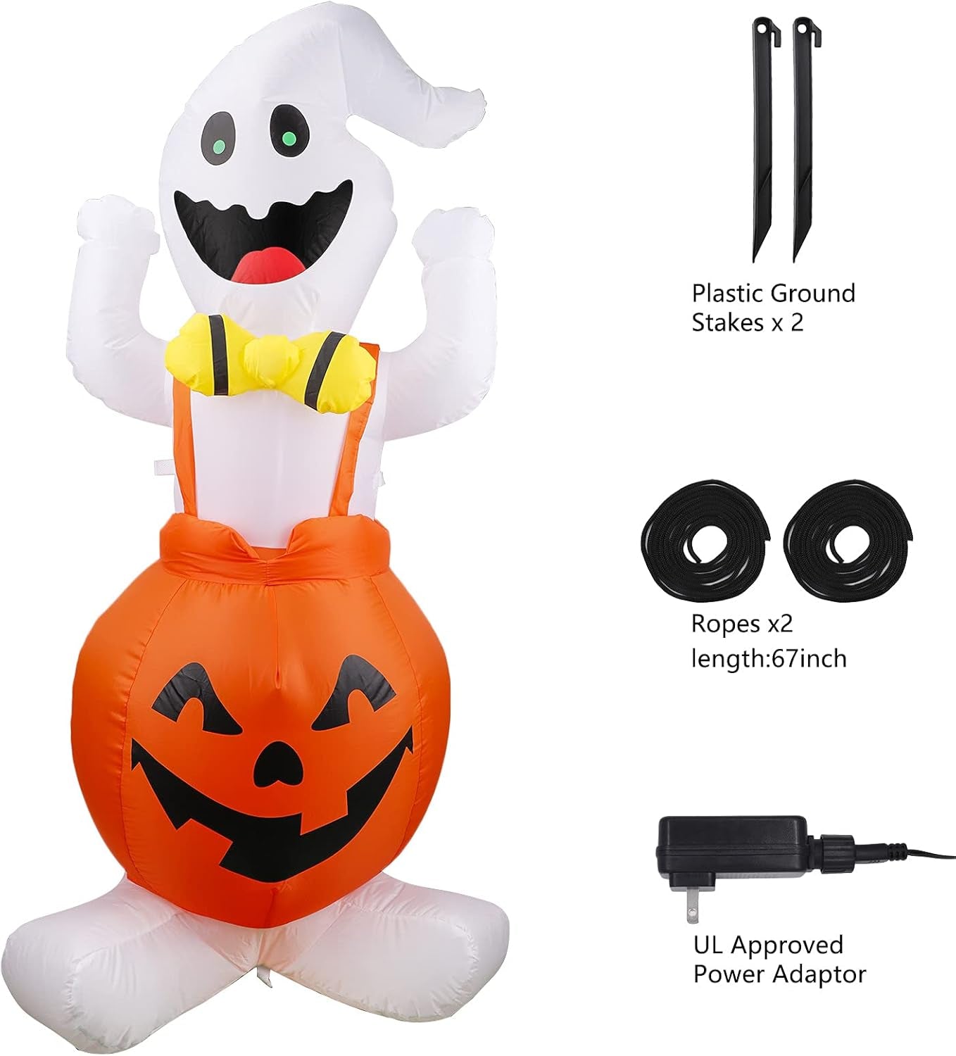 5FT Height Halloween Inflatable Ghost in Pumpkin, Blow up Halloween Decorations with Built-In LED Lights for Indoor/Outdoor Yard Garden Lawn