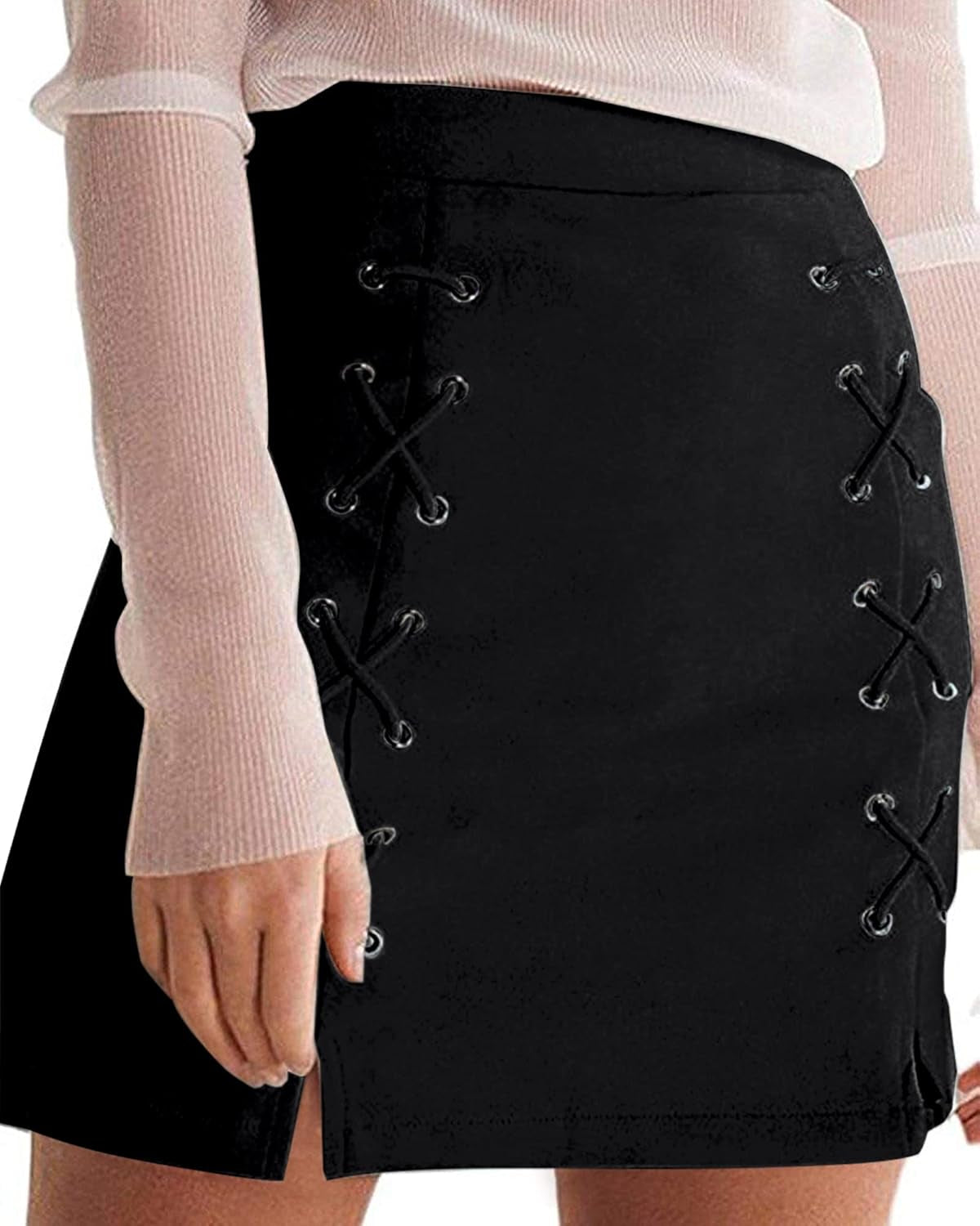 Mini Faux Suede Skirt for Women High Waist Skirts