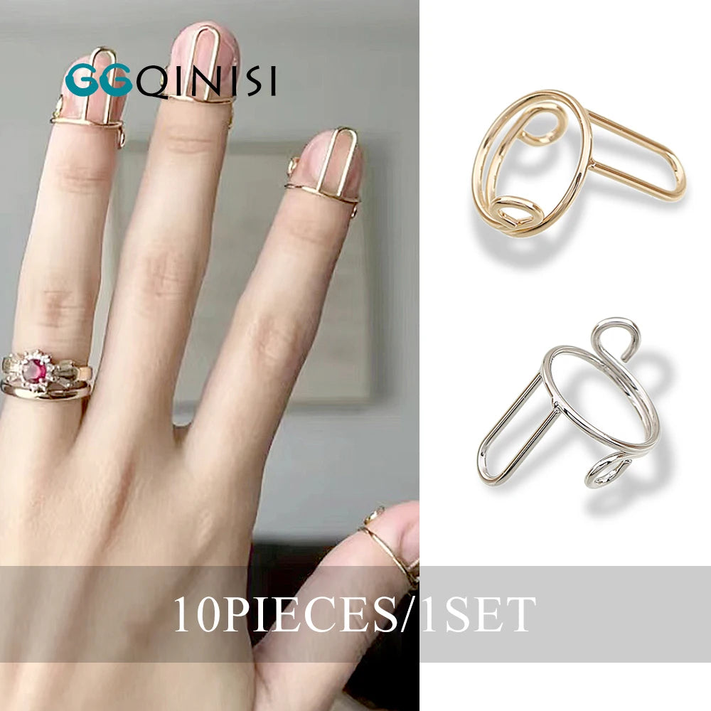 New Arrivals Very Fashionable the Base of the Manicures, Fingertip Nail Rings for Girls Women Phalanx Ring 10 Pieces Sets