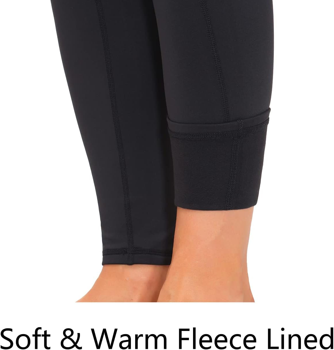 Thick High Waist Yoga Pants with Pockets Fleece Lined Tummy Control Workout Leggings for Women