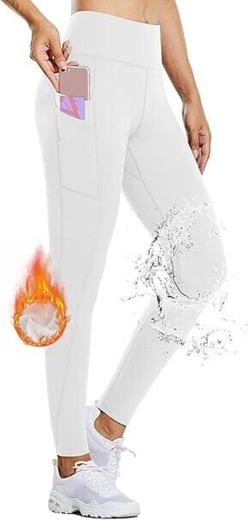 Baleafd Leggings W/Pockets for Women Thermal Warm Winter Leggings, High Waisted