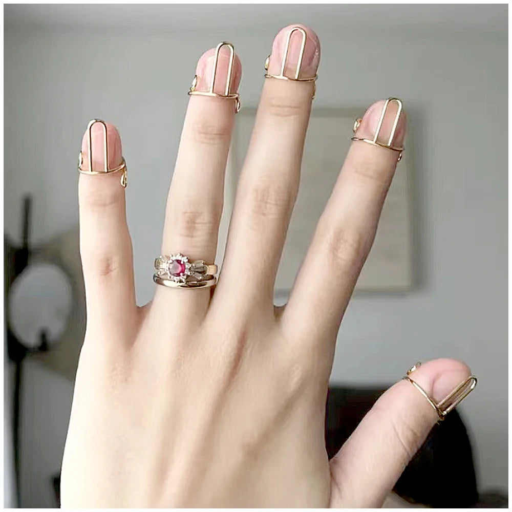 New Arrivals Very Fashionable the Base of the Manicures, Fingertip Nail Rings for Girls Women Phalanx Ring 10 Pieces Sets