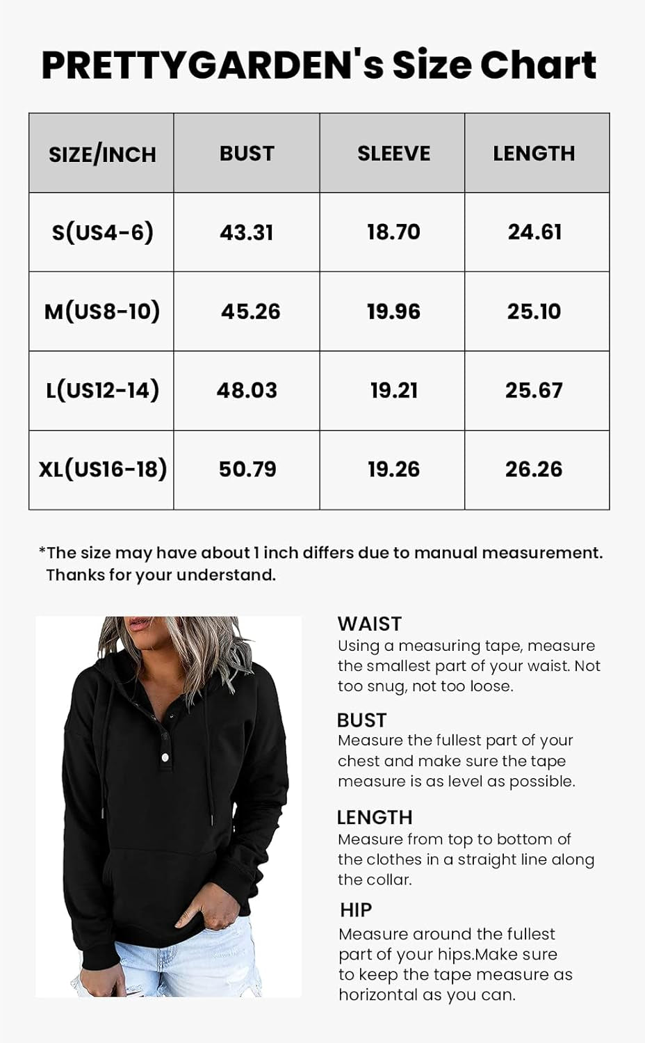 Women'S Button down Hoodies Long Sleeve Casual Drawstring Pullover Sweatshirts with Pockets