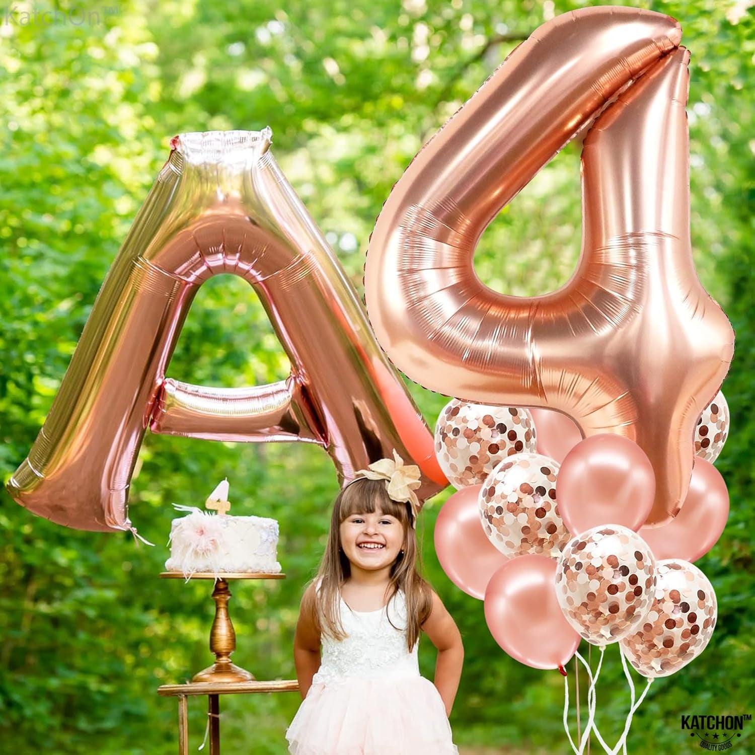 , Big Rose Gold 4 Balloon Number - 40 Inch | Rose Gold Number 4 Balloon for 4Th Birthday Decorations Girl | 4 Year Old Birthday Decorations | 4Th Birthday Girl Decorations | 4 Rose Gold Balloon