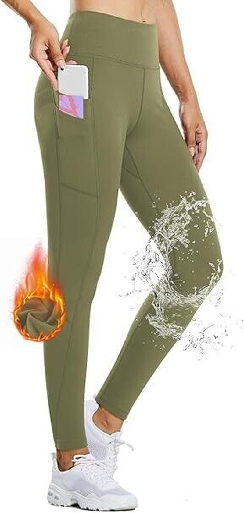 Baleafd Leggings W/Pockets for Women Thermal Warm Winter Leggings, High Waisted