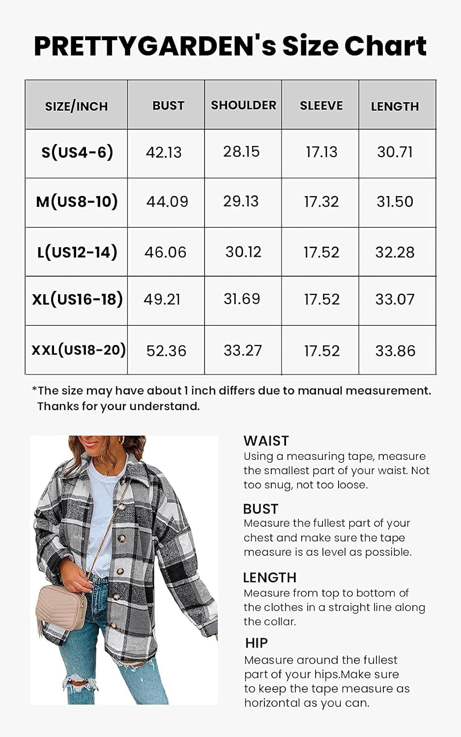 Women'S 2024 Fall Clothes Plaid Shacket Jacket Long Sleeve Button down Flannel Shirts Fashion Blouse