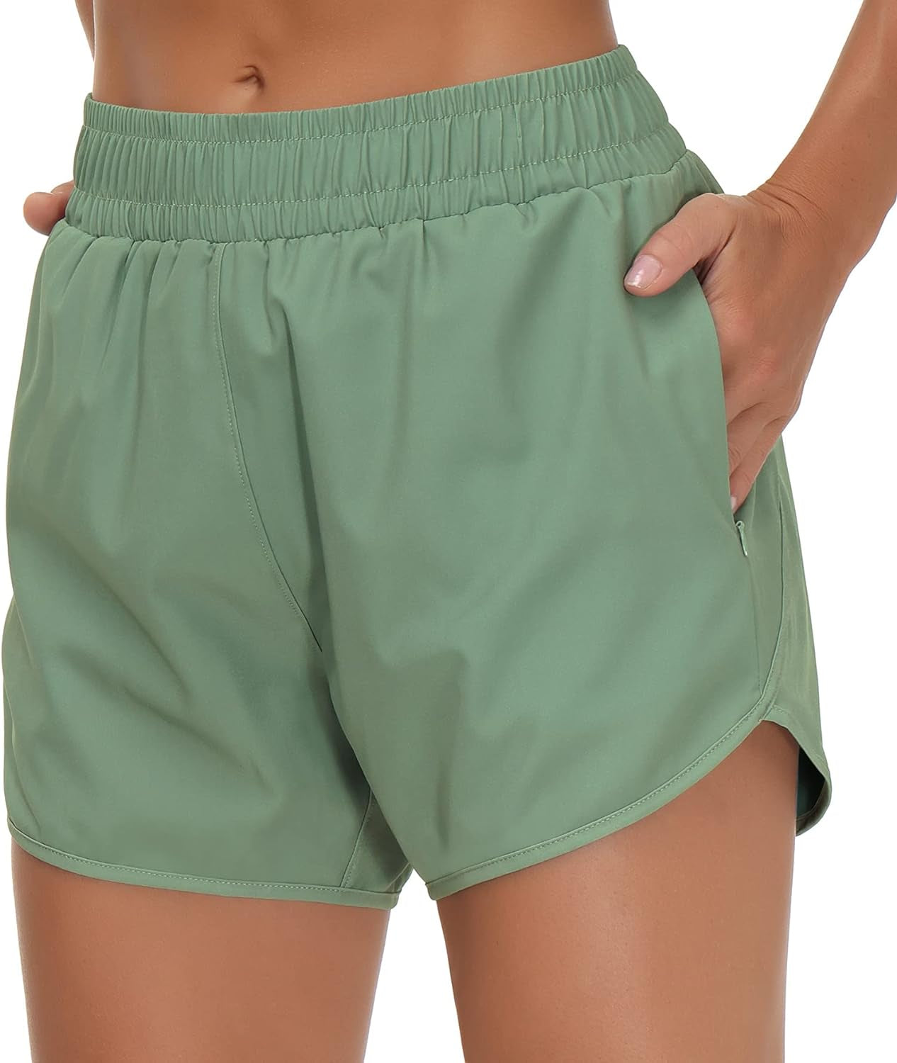 Womens' Workout Shorts Quick-Dry with Zipper Pockets