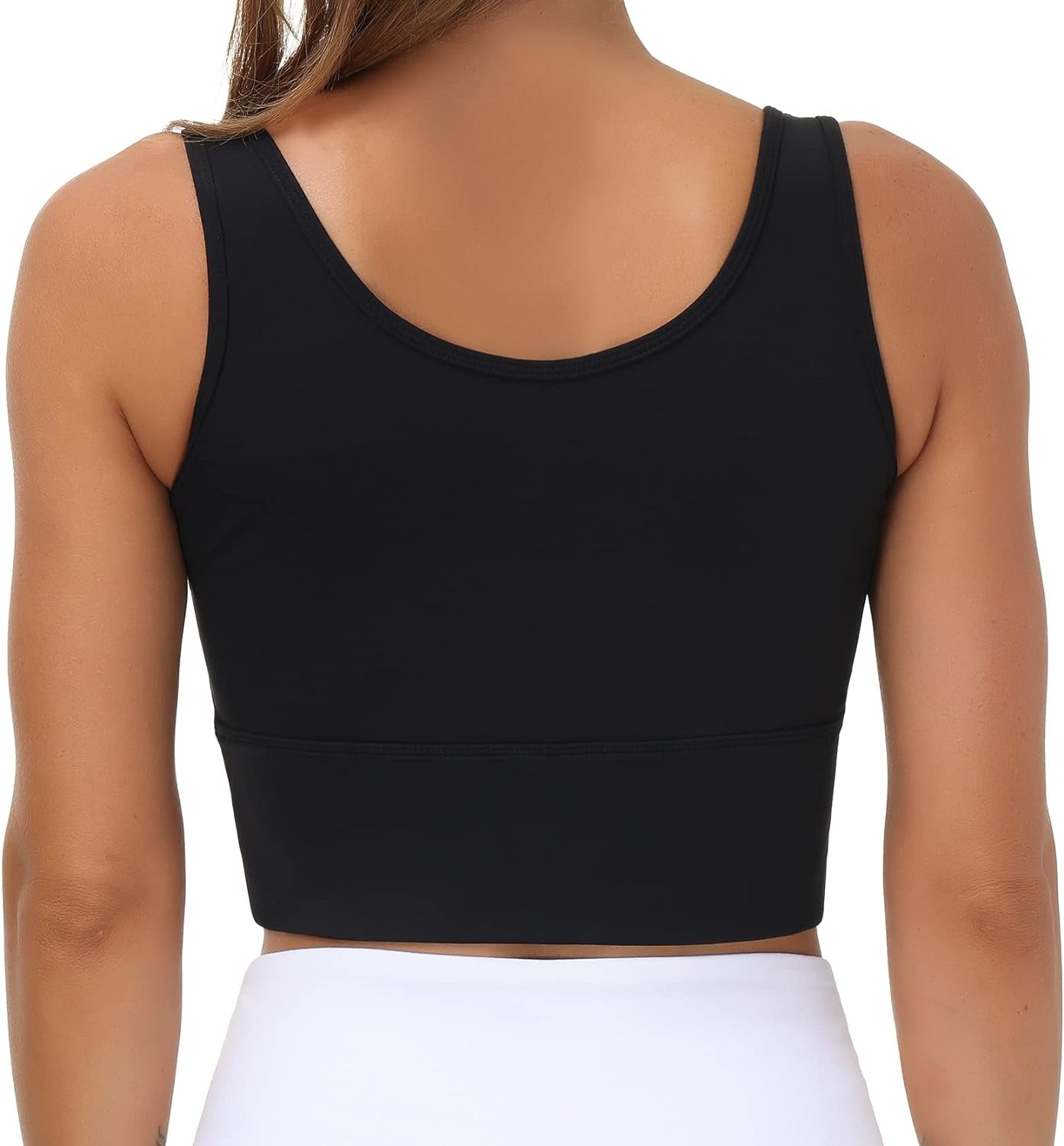 Womens Longline Sports Bra Padded Crop Tank Tops Workout Yoga Bra with Removable Pads