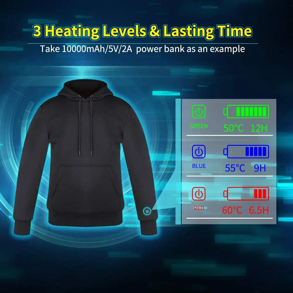 Women Outdoor Electric USB Heating Sweaters Hoodies Men Winter Warm Heated Clothes Charging Heat Jacket Sportswear