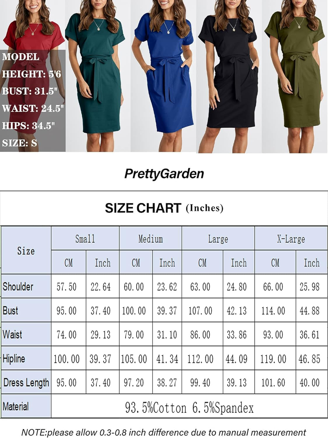 Women'S Summer Short Sleeve Crewneck Striped Dress Basic Solid Tie Waist Office T Shirt Dresses Pockets