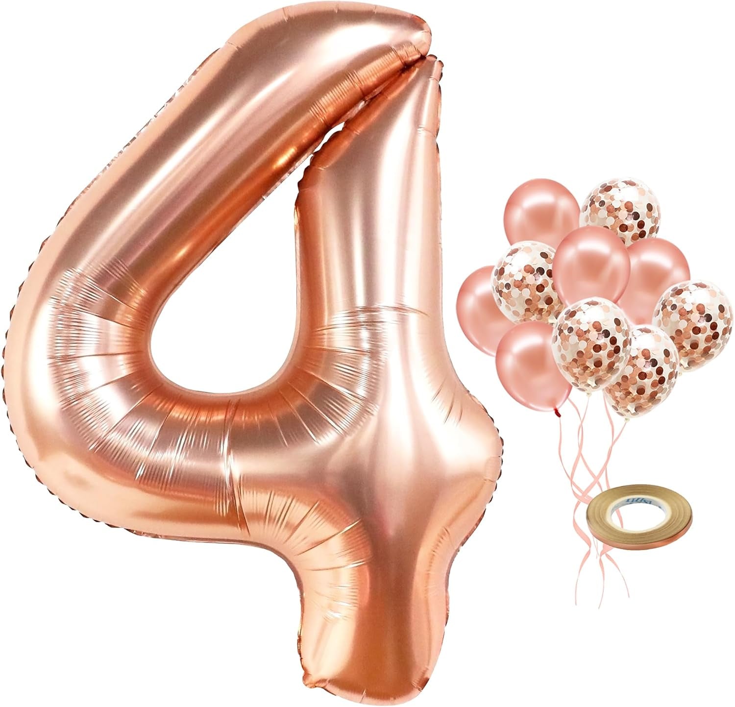 , Big Rose Gold 4 Balloon Number - 40 Inch | Rose Gold Number 4 Balloon for 4Th Birthday Decorations Girl | 4 Year Old Birthday Decorations | 4Th Birthday Girl Decorations | 4 Rose Gold Balloon