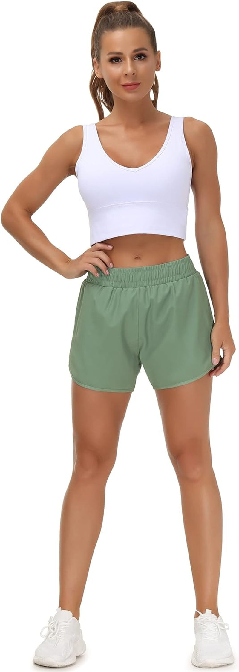 Womens' Workout Shorts Quick-Dry with Zipper Pockets