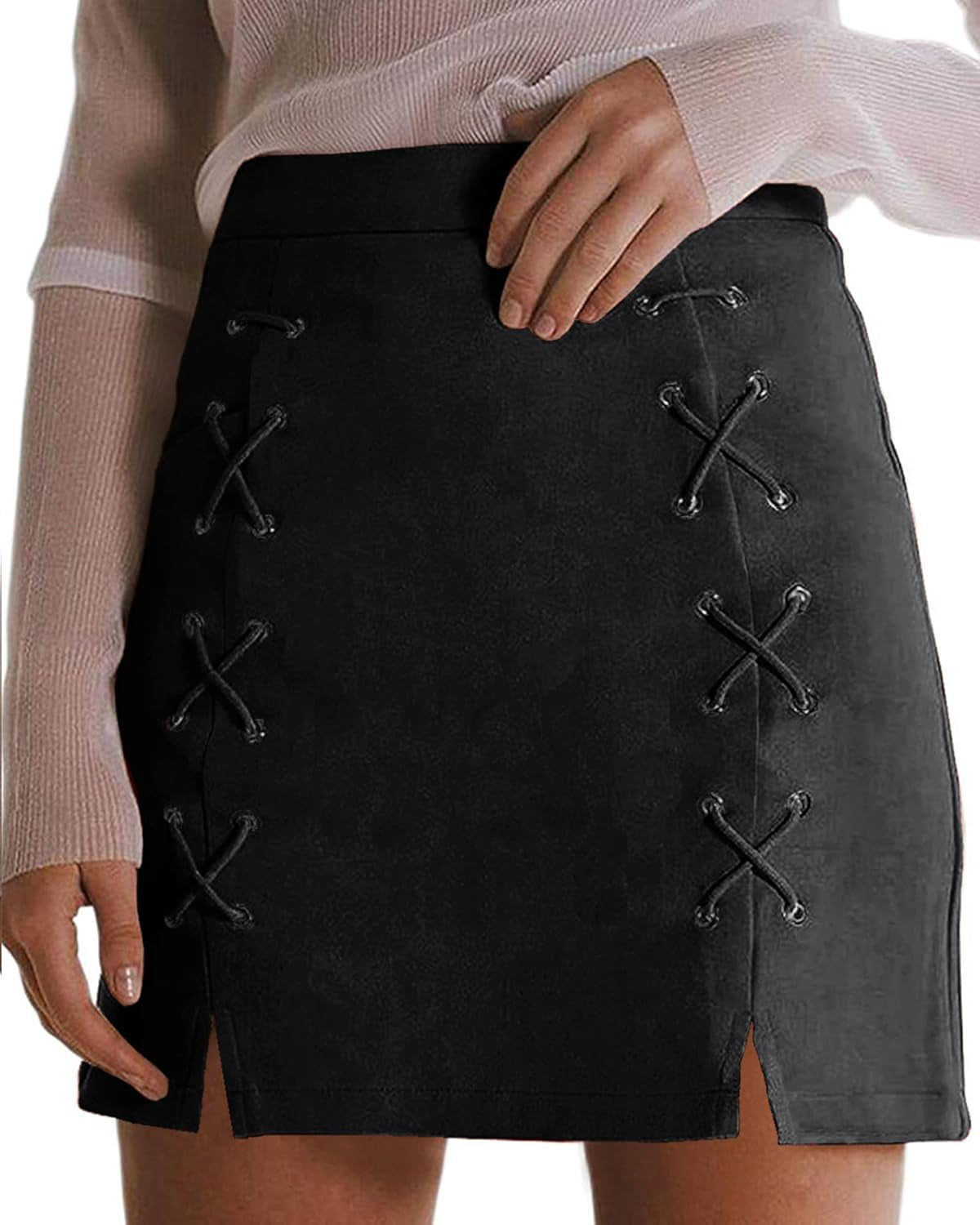 Mini Faux Suede Skirt for Women High Waist Skirts