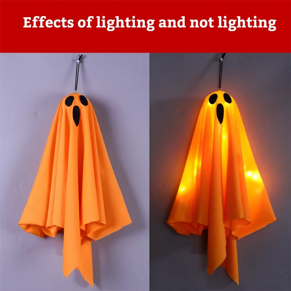 Halloween LED Glow Ghost Lights for Home Indoor Outdoor Hanging Decoration Haunted House Horror Props Bar Supplies 2024 New