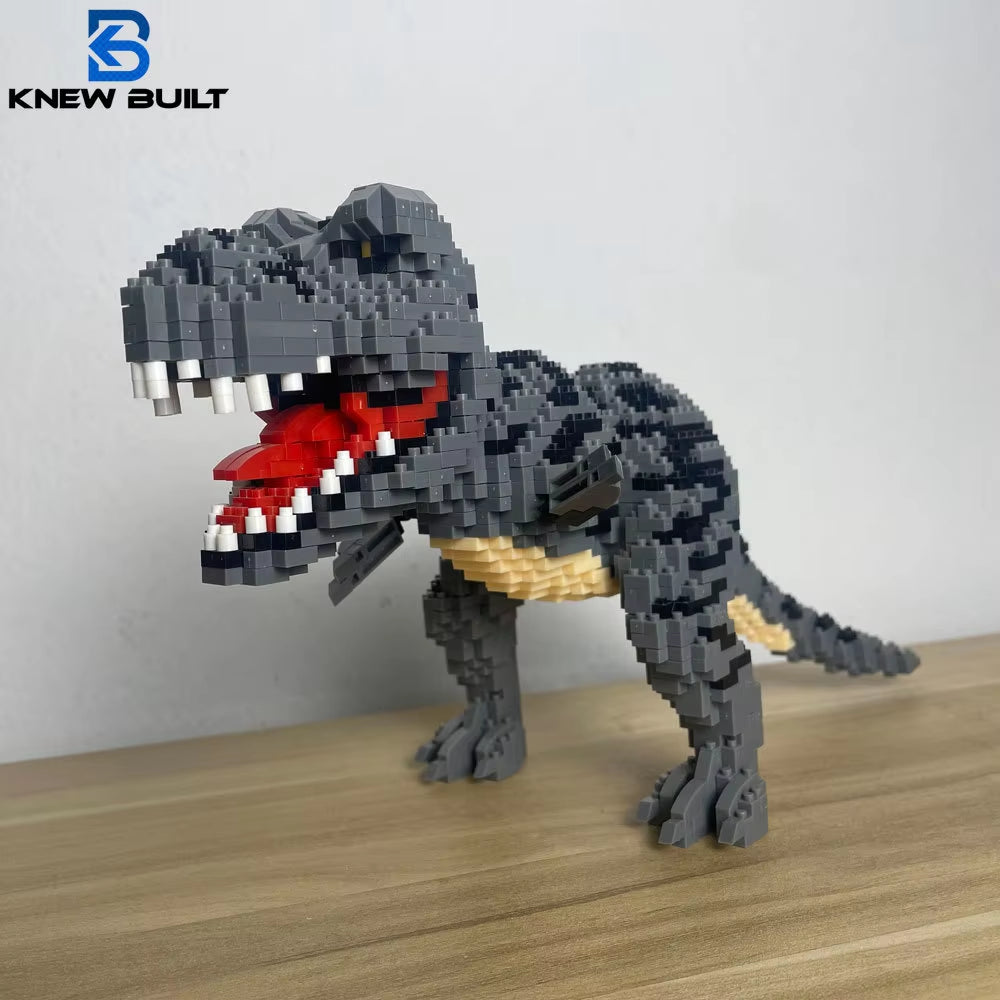 Deluxe Micro Mini Building Block Sets Dinosaur Tyrannosaurus Rex Velociraptor Models Desktop Decor Adult Puzzle Toys