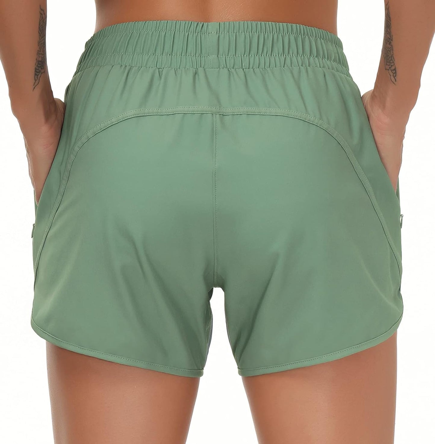 Womens' Workout Shorts Quick-Dry with Zipper Pockets