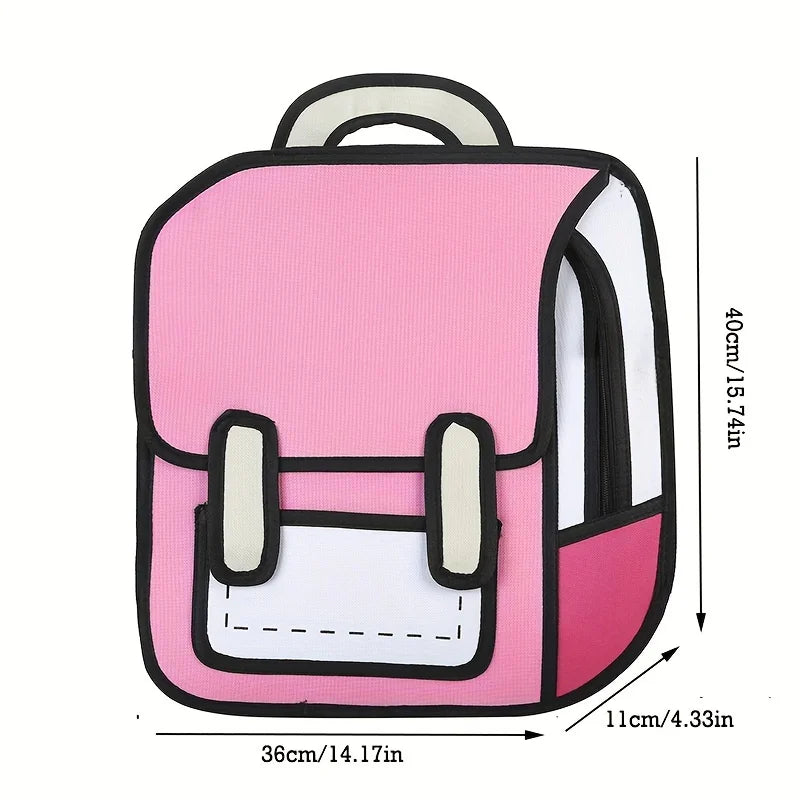 Anime Manga 2D Backpack with 3D Stereoscopic Design - Large Capacity Dual Shoulder Bag for Cosplay and Otaku Fans