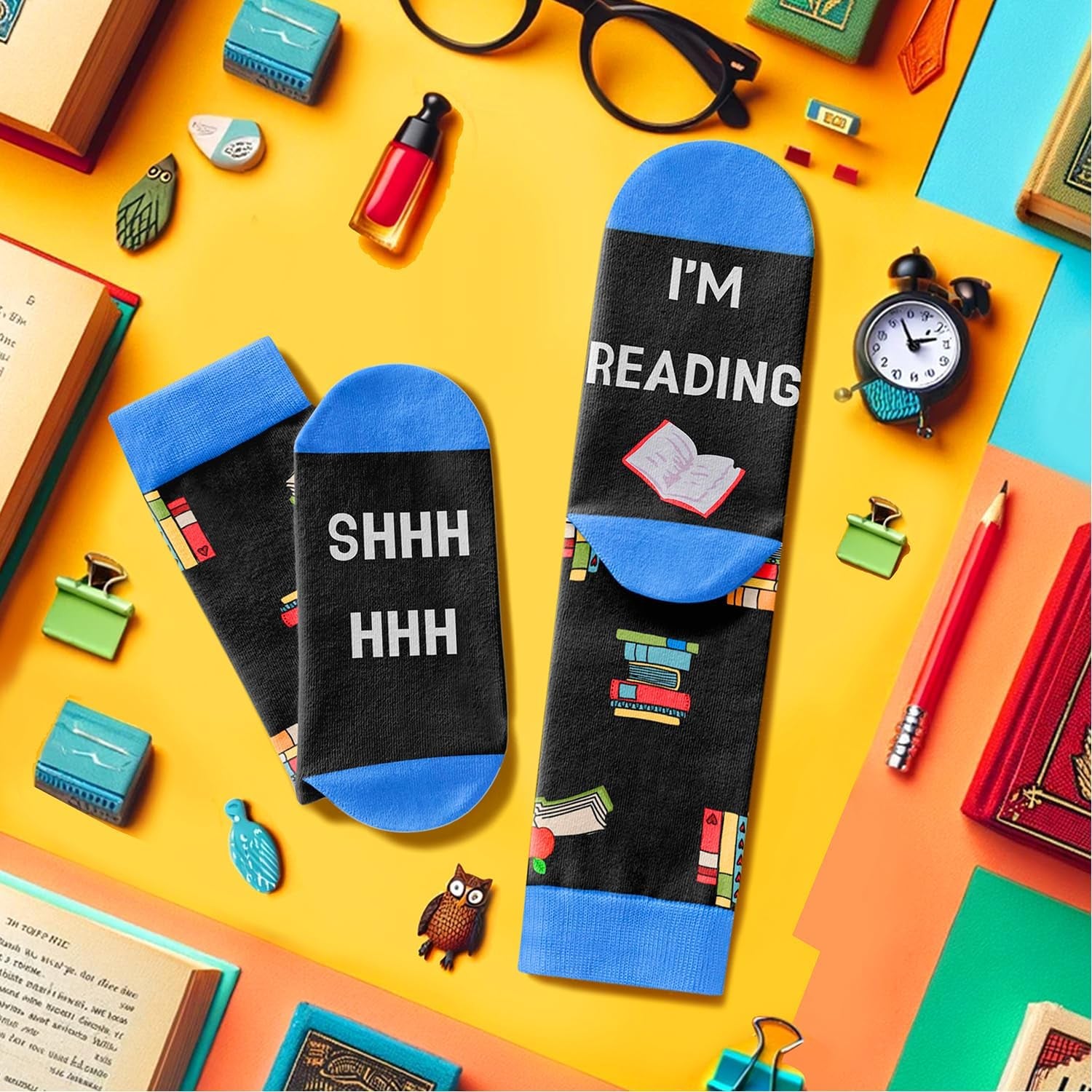 "Thoughtful Back to School Gifts: Perfect for Book Lovers, Teachers, and Readers – Humorous Book-Themed Socks"