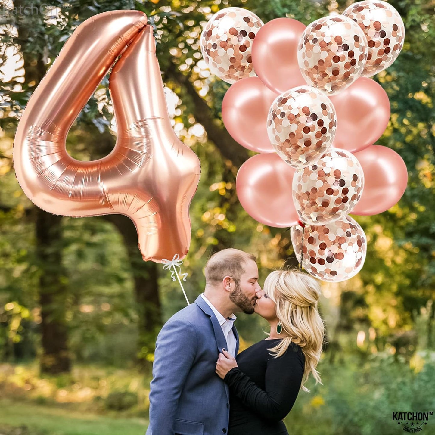 , Big Rose Gold 4 Balloon Number - 40 Inch | Rose Gold Number 4 Balloon for 4Th Birthday Decorations Girl | 4 Year Old Birthday Decorations | 4Th Birthday Girl Decorations | 4 Rose Gold Balloon