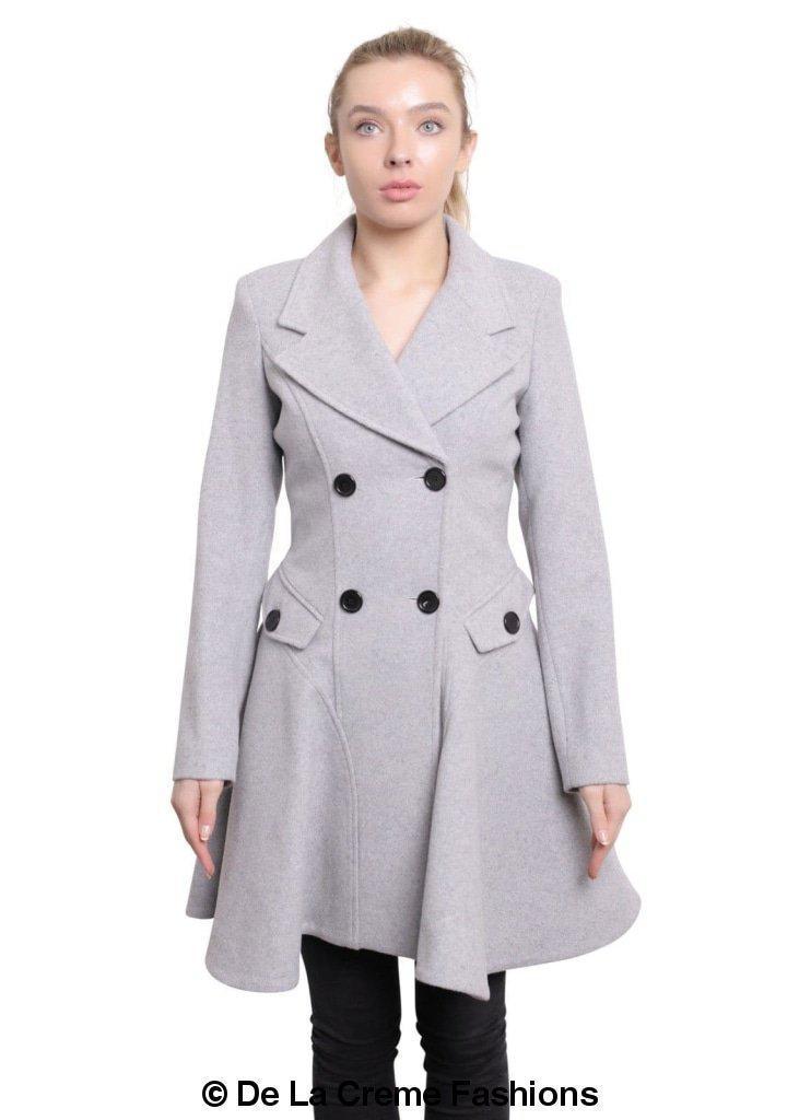 Wool Blend Double Breasted Skater Coat (1102)