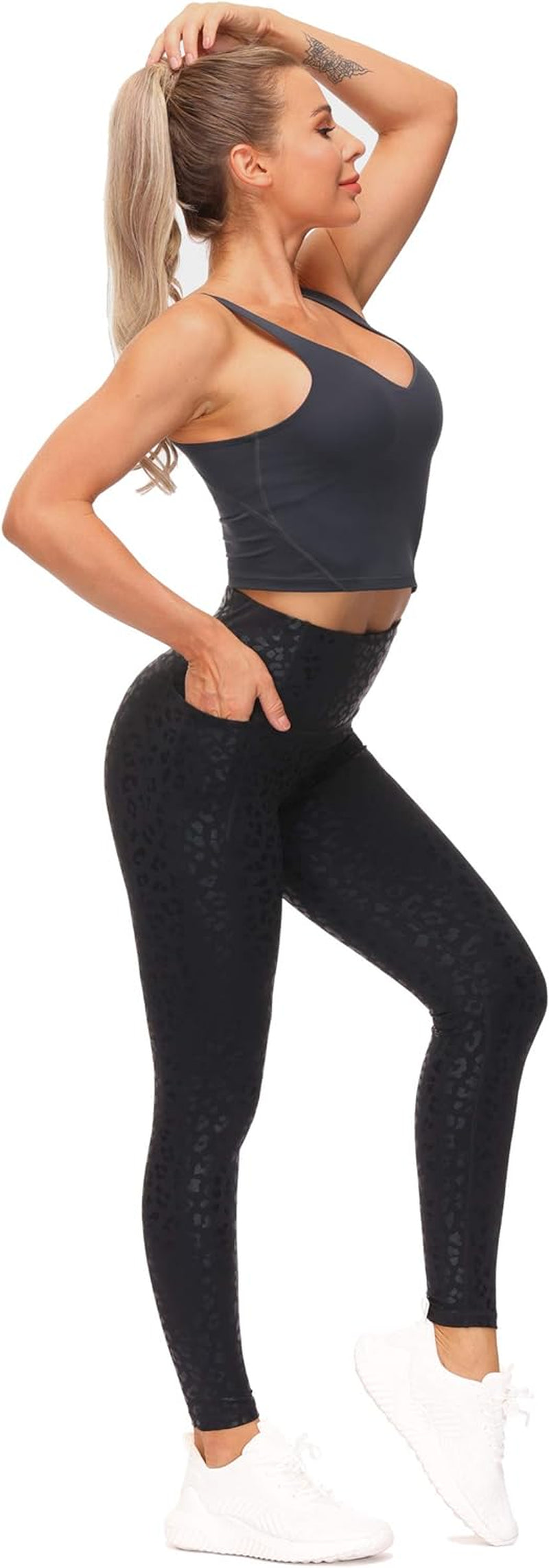 Tummy Control Workout Leggings with Pockets High Waist Athletic Yoga Pants for Women Running, Fitness