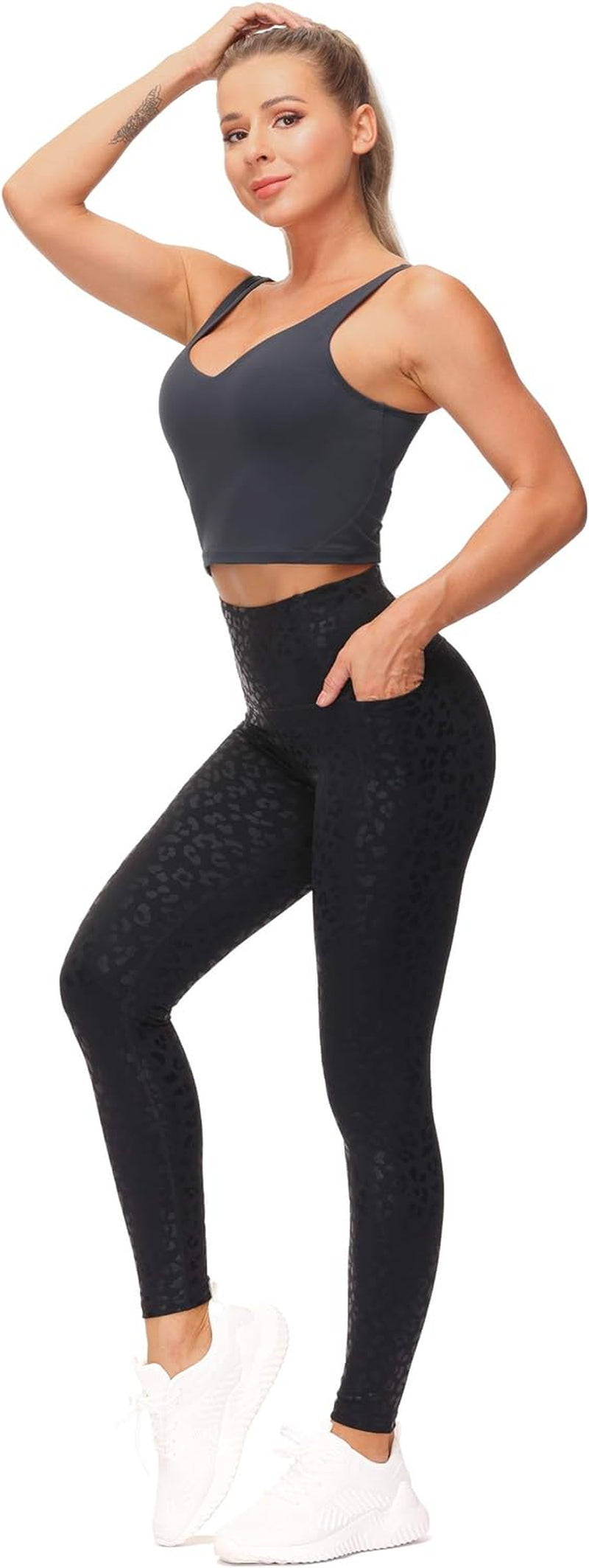 Tummy Control Workout Leggings with Pockets High Waist Athletic Yoga Pants for Women Running, Fitness