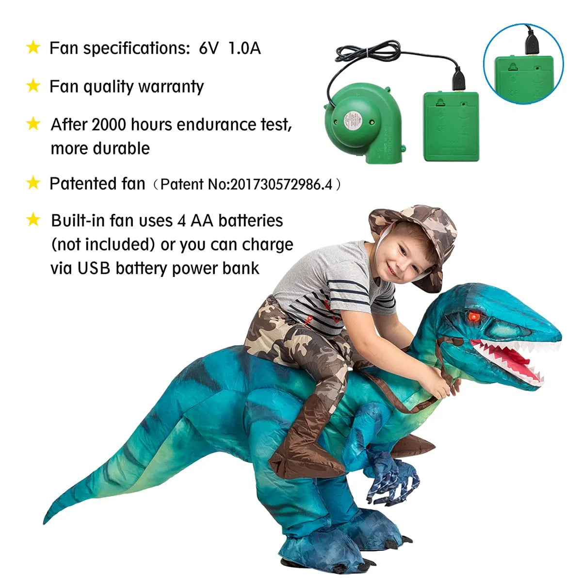 48 Inch Inflatable Dinosaur Costume for Kids, Funny Halloween Costumes for Boys Girls Kids Inflatable Costume, Blow up Dinosaur Costume for Halloween Party Cosplay